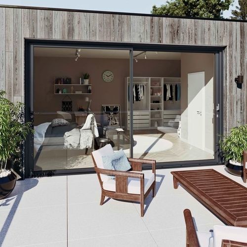 复合材料阳台门 - SLINOVA  X - Rehau - 铝合金框架 / 三层玻璃 / 三叶