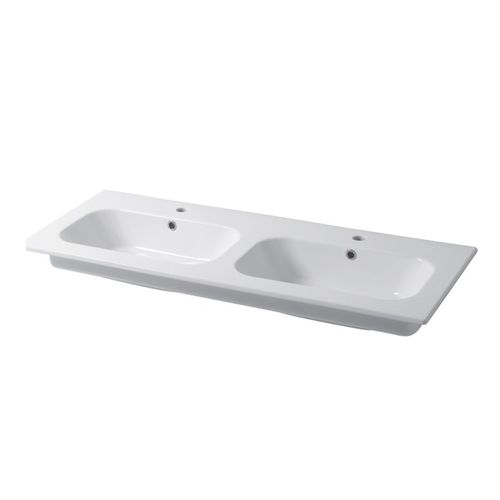 嵌入式台盆 - QUBO : QS12D46101 - Disegno Ceramica - 陶瓷 / 双 / 长方形