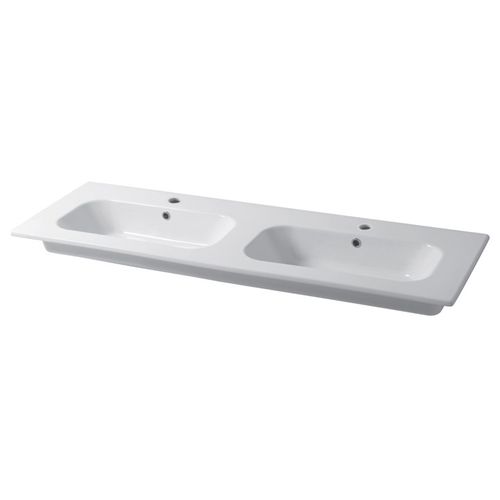 嵌入式台盆 - QUBO : QS14d46101 - Disegno Ceramica - 陶瓷 / 双 / 长方形