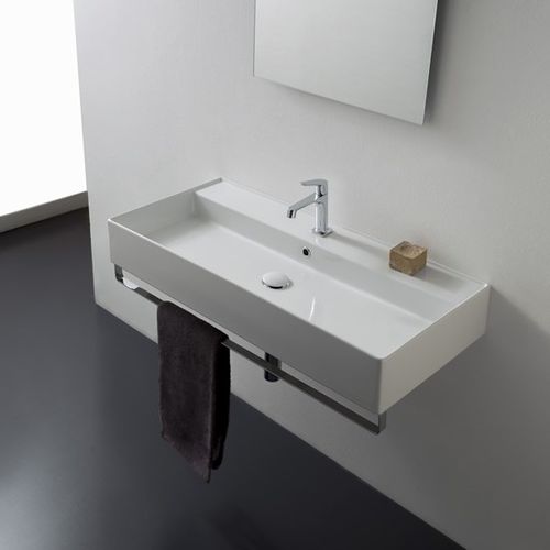 悬挂式台盆 - 5107/R-120B - Scarabeo Ceramiche - 陶瓷 / 带毛巾架 / 长方形