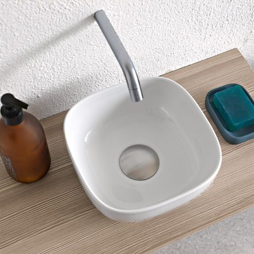 台上盆 - GLAM - Scarabeo Ceramiche - 陶瓷 / 带搁板 / 正方形