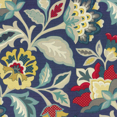 室内装饰面料 - KATIA ADRIATIC - WAVERLY Div. of Schumacher & Co. - 花朵图案 / 棉质