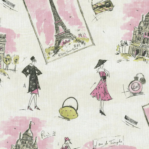 室内装饰面料 - TRES CHIC BLACK PINK - WAVERLY Div. of Schumacher & Co. - 可定制 / 棉质