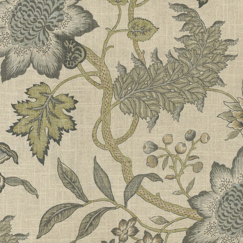室内装饰面料 - JACOBEAN FLAIR VERMEIL - WAVERLY Div. of Schumacher & Co. - 花朵图案 / 亚麻