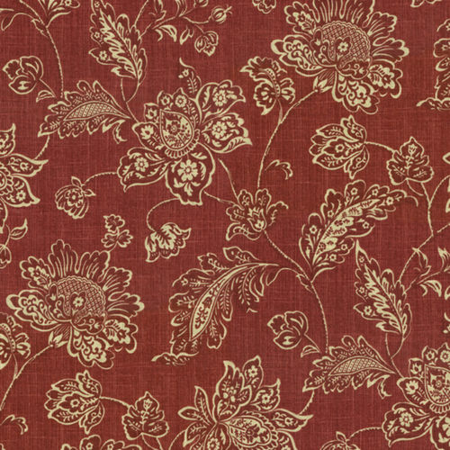 室内装饰面料 - EVERARD DAMASK RUBY - WAVERLY Div. of Schumacher & Co. - 花朵图案 / 亚麻