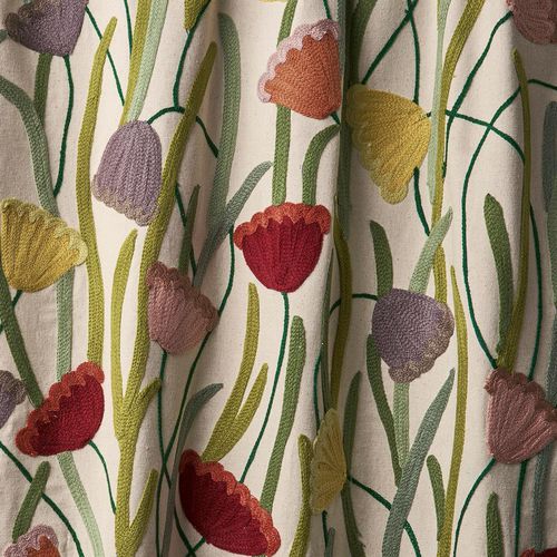 室内装饰面料 - DECO FLOWER EMBROIDERY - F. SCHUMACHER & CO. - 用于窗帘 / 花朵图案 / 棉质