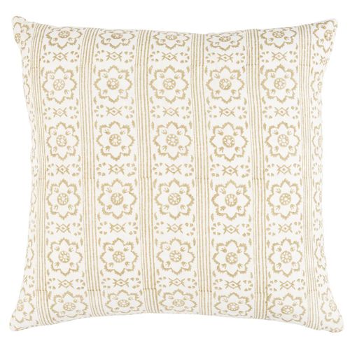亚麻枕头 - JACARANDA : SUNDA HAND BLOCKED PRINT - F. SCHUMACHER & CO. - 羽毛 / 长方形 / 家用