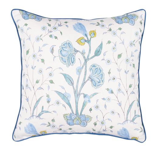 棉质枕头 - JACARANDA : KHILANA FLORAL - F. SCHUMACHER & CO. - 亚麻 / 羽毛 / 正方形