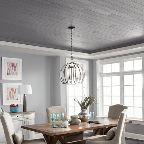 石膏吊顶 - WOODHAVEN WOVEN CHARCOAL - Armstrong ceilings - USA - MDF / 条形 / 餐厅