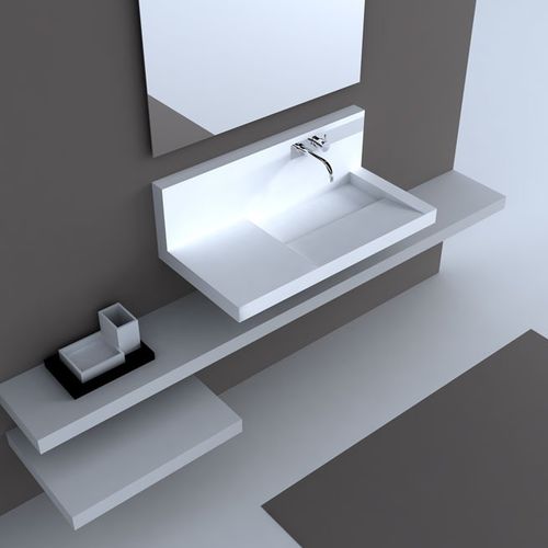 悬挂式台盆 - PAMPLONA - Rapsel International Srl - Corian®可丽耐 / 带可调节镜子 / 长方形