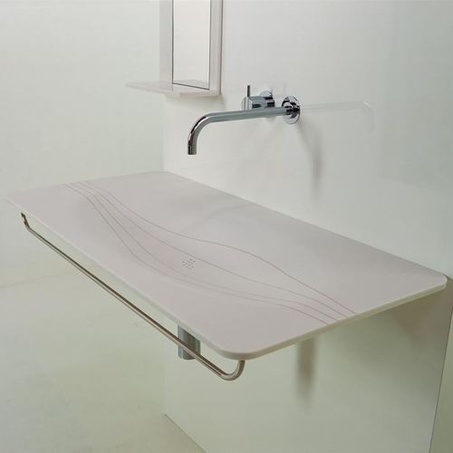悬挂式台盆 - TATOO - Rapsel International Srl - Corian®可丽耐 / 带可调节镜子 / 长方形
