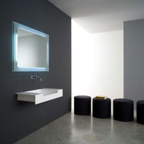 悬挂式台盆 - NAMI - Rapsel International Srl - Corian®可丽耐 / 带可调节镜子 / 长方形