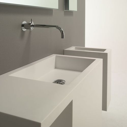 悬挂式台盆 - YUME - Rapsel International Srl - Corian®可丽耐 / 带台面 / 长方形