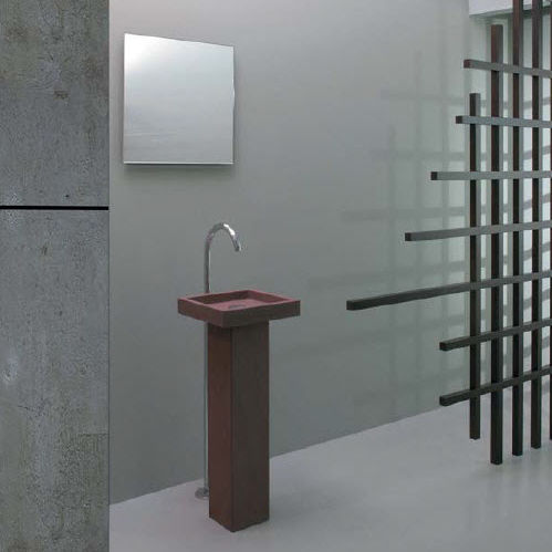 落地式台盆 - BARCELONA - Rapsel International Srl - 石材 / 带可调节镜子 / 正方形