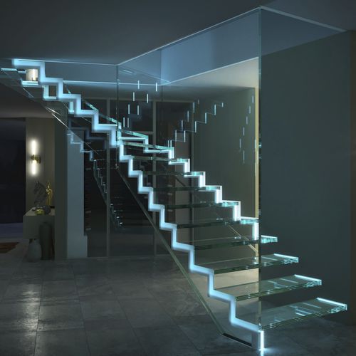 集成LED的楼梯 - LONDRA LED - Siller Stairs - U形 / 玻璃台阶 / 玻璃结构