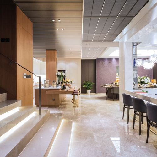 钢吊顶 - AP - Atena spa - 带漆铝 / 条形 / 客厅