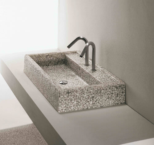 台上盆 - BASIN 2 - Effepimarmi - Riverstone® 材质 / 长方形 / 现代风格