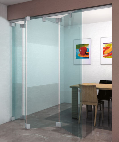 折叠式隔断 - L-2500 SOFFIETTO CENTRAL - METALGLAS - 玻璃板 / 专业 / 透明
