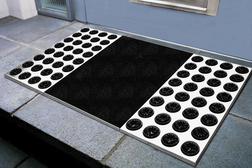 家用入口地垫 - FEET-BACK 2 - RADIUS DESIGN - 不锈钢 / 塑料 / 带刷子