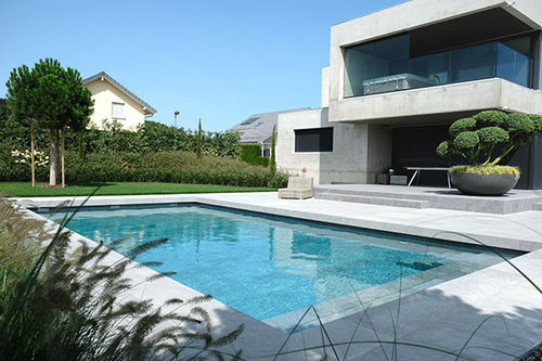 定制游泳池 - PISCINE MAISON CUBIQUE  - PISCINES CARRE BLEU - 户外 / 地下 / 混凝土