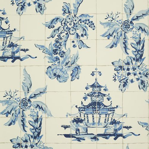 传统风格墙纸 - PAGODA AND PALMS - JIM THOMPSON - 花朵图案 / 仿布 / 灰色
