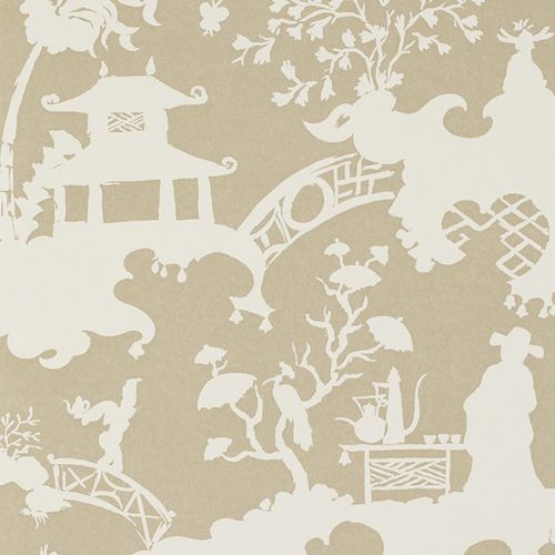 现代风格墙纸 - PAGODA AND PALMS : TEA PARTY - JIM THOMPSON - 图案 / 仿布 / 灰色