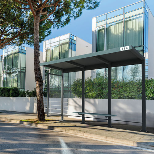 电镀钢公交站台遮阳棚 - STAD - CITY DESIGN - 聚碳酸酯 / 带凳子