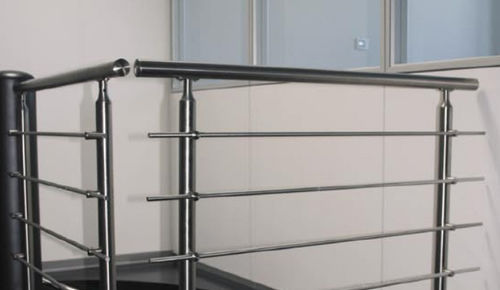 不锈钢护栏 - AISI 316 SATIN FINISH - EURO-FER - 带栏杆 / 室内 / 用于楼梯