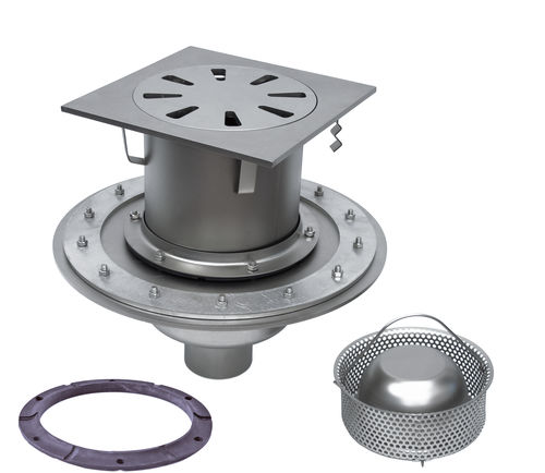 不锈钢地面存水弯 - P.016T - OFFICINA MECCANICA LEONI s.r.l. - 工业用途 / 带活动提篮 / 方形
