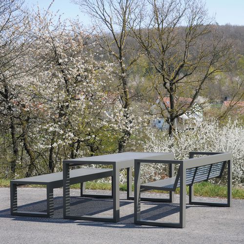 现代风格野餐桌 - SICORUM M300 - BENKERT BÄNKE - 光面不锈钢 / 不锈钢花边底 / 长方形