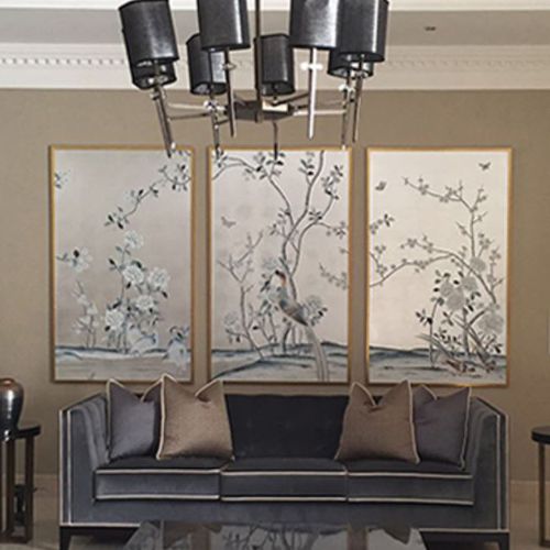 东方风格墙纸 - CHINESE GARDEN WITH PHEASANTS - Misha wallcoverings - 丝绸 / 印花 / 自然图案