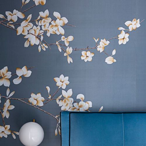 东方风格墙纸 - WHITE MAGNOLIA - Misha wallcoverings - 丝绸 / 印花 / 仿墙纸