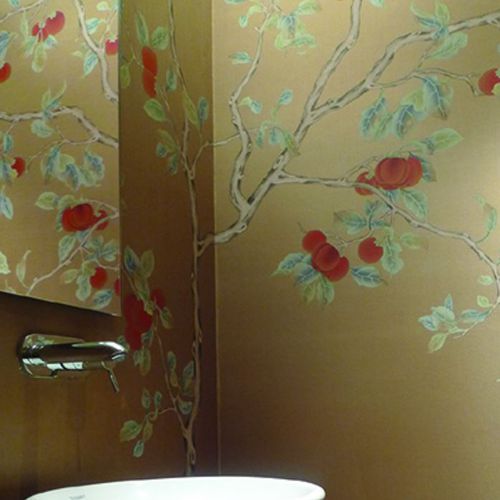 东方风格墙纸 - RED KAKI - Misha wallcoverings - 丝绸 / 印花 / 中国风