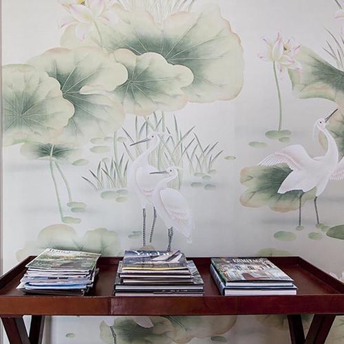 东方风格墙纸 - HERONS POND - Misha wallcoverings - 丝绸 / 动物图案 / 中国风