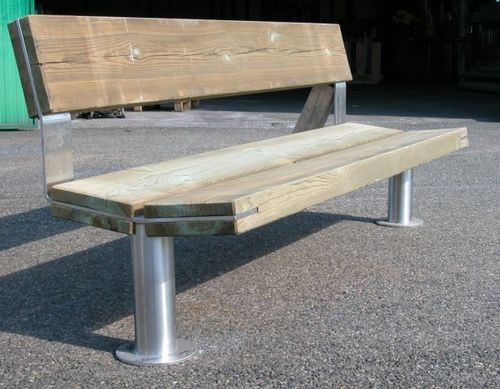 现代风格公共长椅 - HARMATTAN - FRANCE INOX INDUSTRIE - 木质 / 金属 / 带椅背