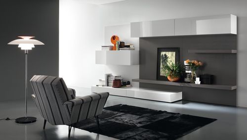 现代风格客厅组合背景墙 - LOUNGE COMPOSIZIONE 405 - Rossetto Armobil - 漆木