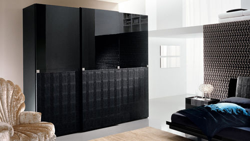 现代风格衣柜 - DIAMOND - Rossetto Armobil - 光泽漆木 / 皮质 / 滑动门