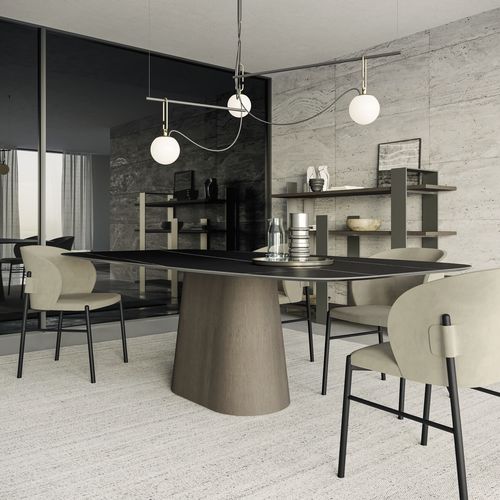 现代风格餐桌 - KONIKO - Dall'Agnese - 木质 / 漆玻璃 / 陶土
