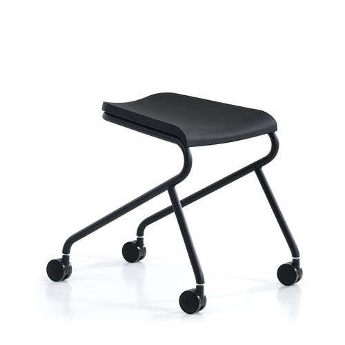 布料工作凳 - ADD MOVE - Lammhults Möbel AB - 皮质 / 钢座桌脚 / 布艺