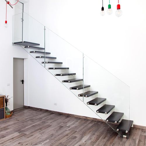 直线型楼梯 - LOGICA A SBALZO B-E-GLASS - ITALIAN FASHION STAIRS - 木台阶 / 钢结构 / 家用