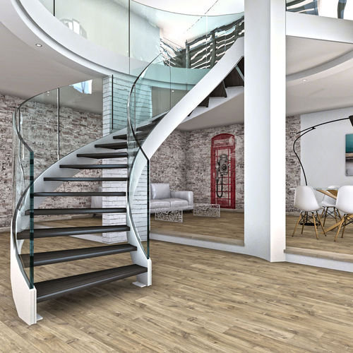 螺旋楼梯 - NAUTILUS T-E-GLASS - ITALIAN FASHION STAIRS - 木台阶 / 不锈钢结构 / 家用