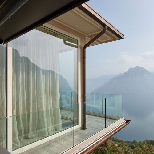 铝制护栏 - T-E-GLASS - ITALIAN FASHION STAIRS - 玻璃板 / 户外 / 用于阳台