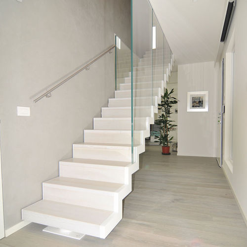 直线型楼梯 - LOGICA T-N-GLASS - ITALIAN FASHION STAIRS - 木台阶 / 钢结构 / 家用