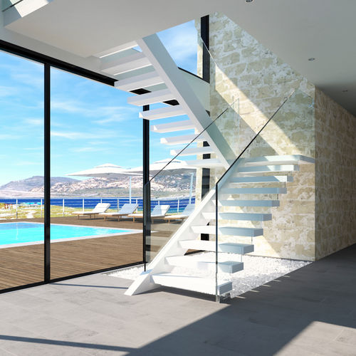 直线型楼梯 - LERICI SM SBALZO B-E-GLASS - ITALIAN FASHION STAIRS - L型 / U形 / 木台阶
