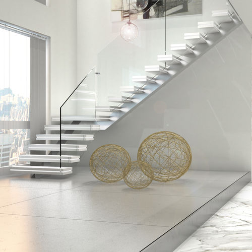 直线型楼梯 - PORTOFINO C-B-E-GLASS - ITALIAN FASHION STAIRS - L型 / U形 / 复合材料