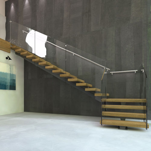 直线型楼梯 - CAMOGLI B-E-GLASS - ITALIAN FASHION STAIRS - U形 / 木台阶 / 金属