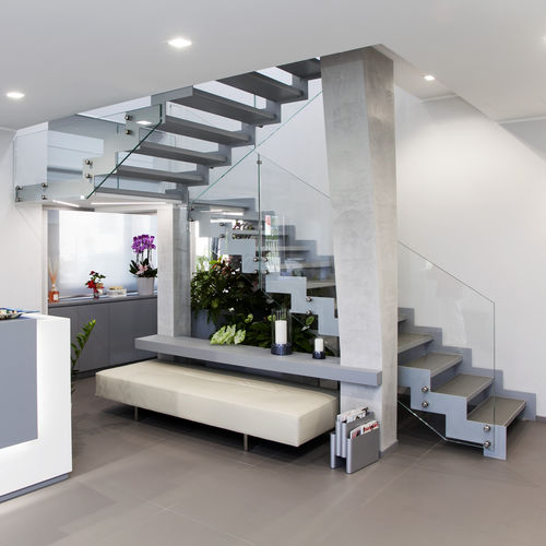 直线型楼梯 - LOGICA V-B-E-GLASS - ITALIAN FASHION STAIRS - L型 / U形 / 金属台阶