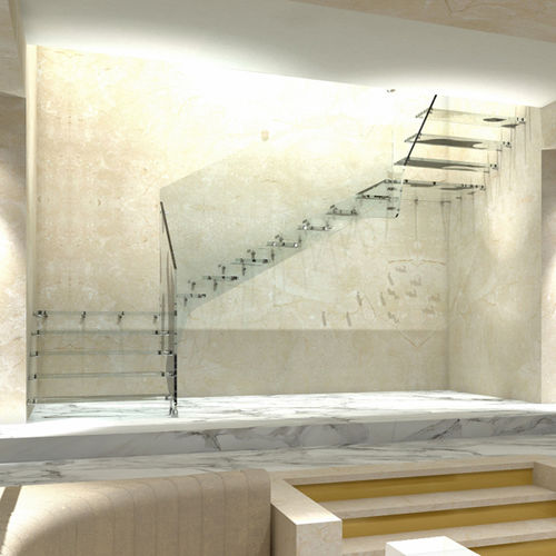 直线型楼梯 - SBALZO ALL E-GLASS - ITALIAN FASHION STAIRS - L型 / U形 / 玻璃台阶