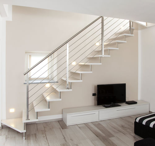 直线型楼梯 - SBALZO ECO INOX - ITALIAN FASHION STAIRS - L型 / U形 / 木台阶