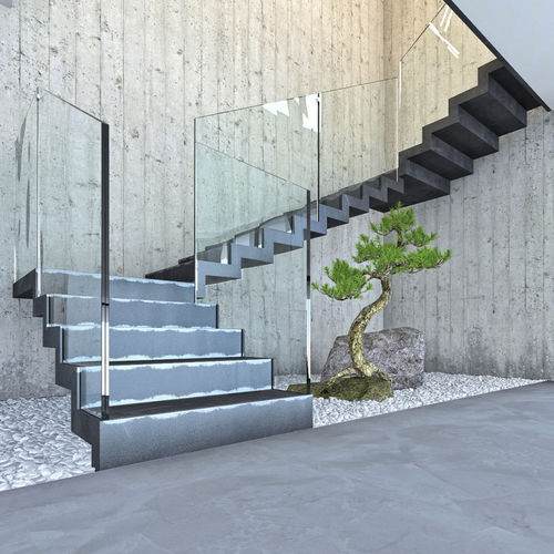直线型楼梯 - LOGICA FULL METAL T-E-GLASS - ITALIAN FASHION STAIRS - L型 / U形 / 金属台阶